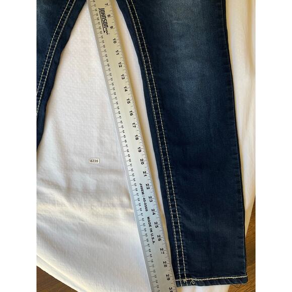 Maurices Women Skinny Jeans Size L (16) Blue Mid Rise Stretch Boot Cut w Sequin - Picture 4 of 12